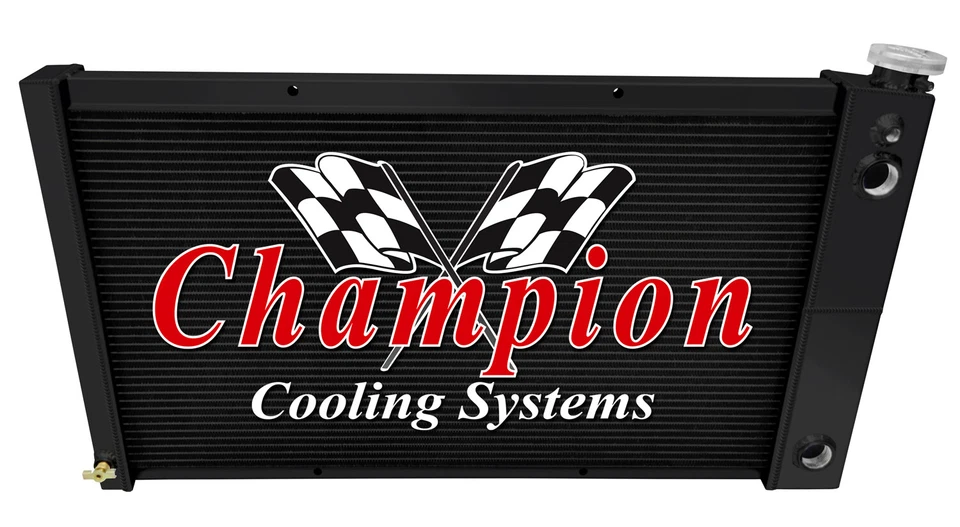 Radiador ER 3 filas doble paso acabado negro 28", 1,5, 1,5 para GMC Jimmy LS 1967-1972 Foto 3 de 4