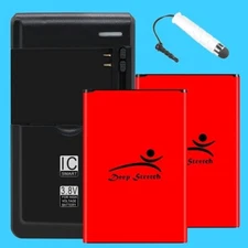 Deep Stretch 2x 2970mAh Extra Battery AC Charger Stylus for LG Premier LTE L62VL
