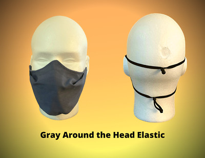 Around the head elastic fabric face mask Gray, adjustable strap HOLIDAY SALE
