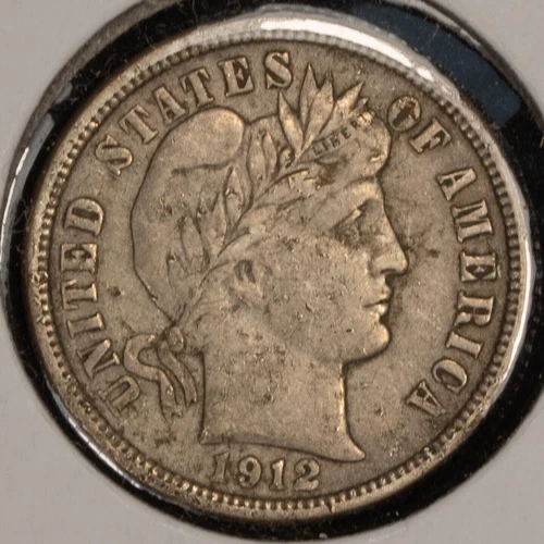 1912 10c Barber Silver Dime - VF/XF Details - Value Coin - SKU-T3892