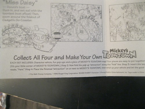 Disneyland Mickey's Toontown "Complete Toy & Map Set" NIP Burger King 1992 - Picture 13 of 15
