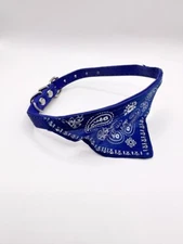 Blue Puppy Neckerchief Scarf Bandana Adjustable Faux Leather Pet Neck Collar
