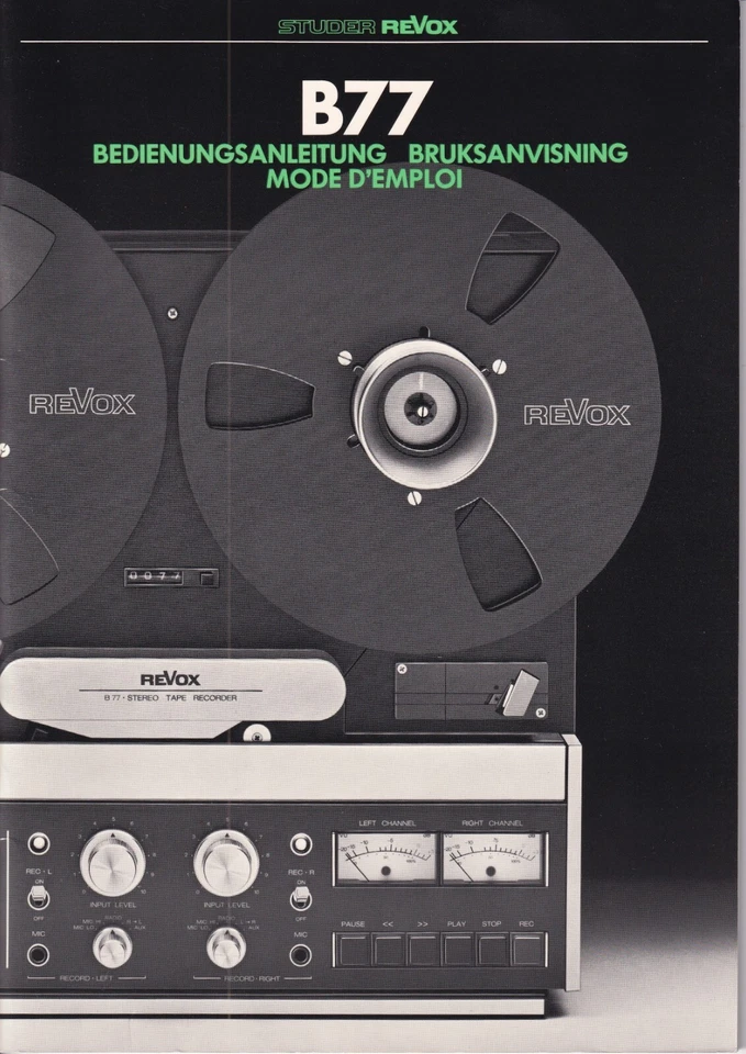 Manuale di istruzioni - Operating Instructions per Revox B 77 (B77)