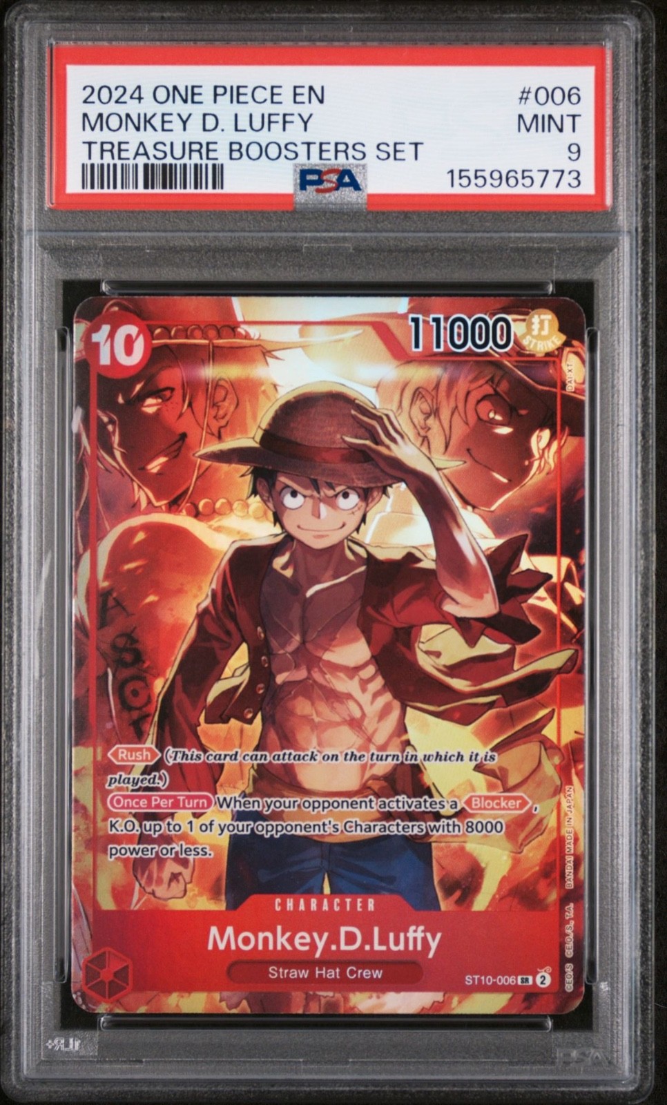 One Piece Monkey D Luffy Treasure Boosters ST10-006 PSA 9