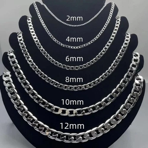Hot 925 Sterling Solid Silver Sideways Chain Women Men Necklace Jewelry Gift - product listing photo