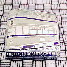 Vintage Sheffield Tram Roberts Cars 510 Brooch Pin Badge 26mm x 26mm