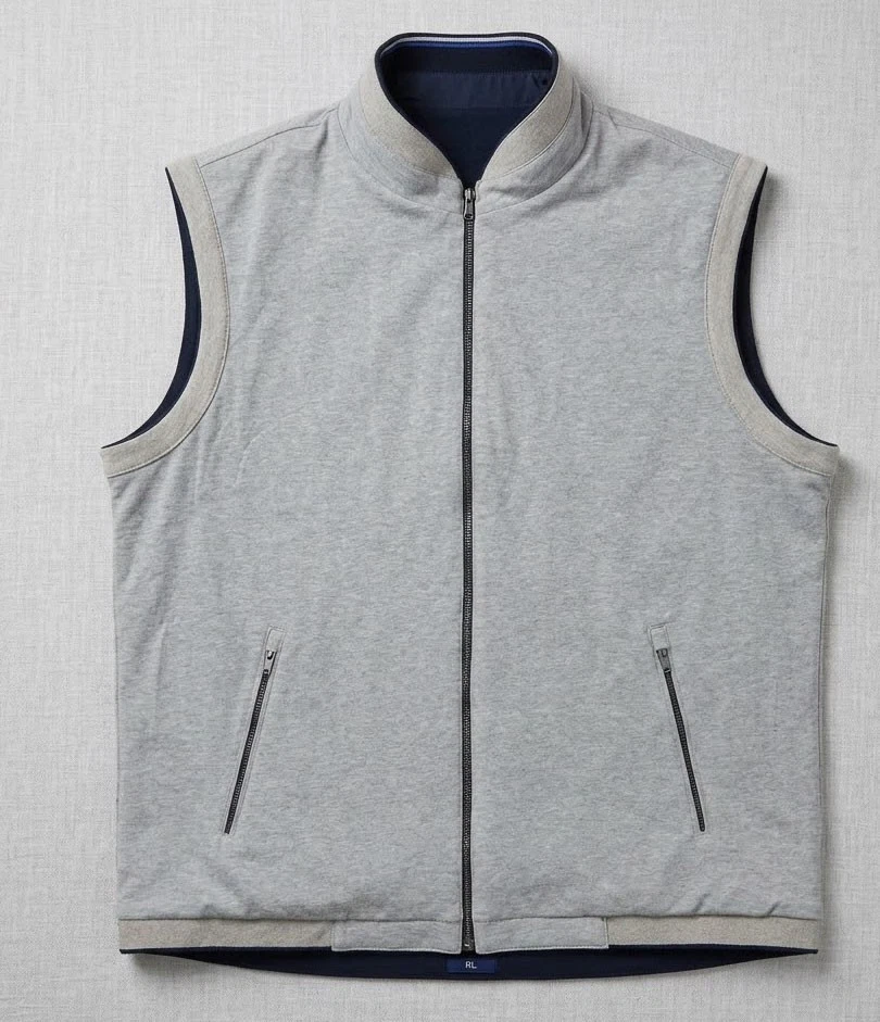 Ralph Lauren Purple Label Mens Navy Grey Reversible Quilted Vest Gilet Jacket XL image 3