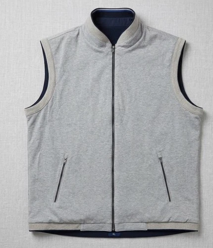 Ralph Lauren Purple Label Mens Navy Grey Reversible Quilted Vest Gilet Jacket XL image 3