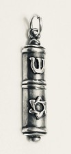 Jewish Mezuzah Star of David Pendant or Charm Silver Tone