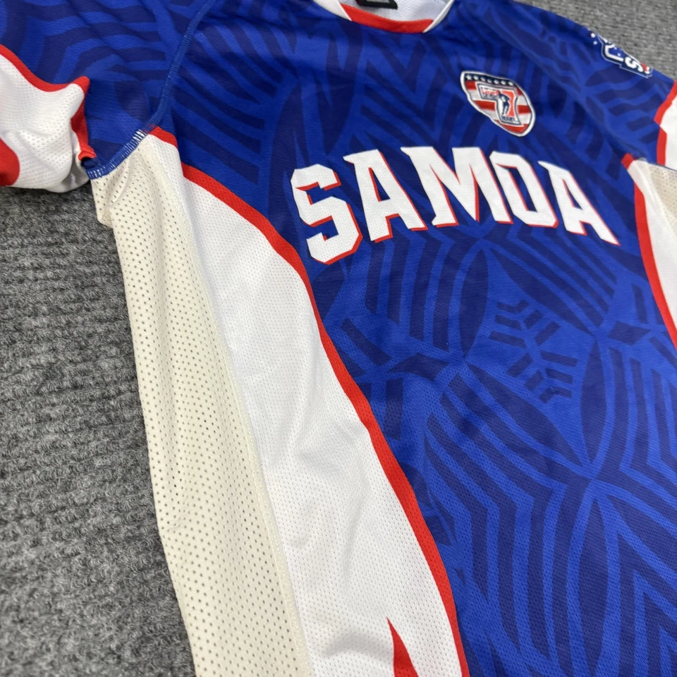 Самоа регби Джерси мужской большой синий белый США семерки национальной команды номер 7 - Изображение 4 из 4