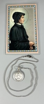 St. Elizabeth Ann Seton Pewter Pendant 18 Necklace Laminated Prayer Card