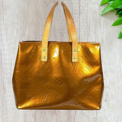 Louis Vuitton Reade PM Monogram Vernis Mini Tote Bag Bronze Brown Dust Bag