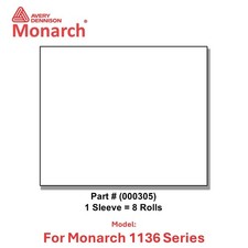 Genuine Monarch 1136 White Labels 8 Rolls - Authorized Dealer 000305