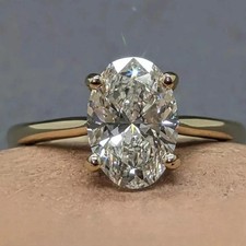 2CT Oval Labgrown diamond VS1/EF SoliatireWedding RING Solid 14K Yellow Gold IGI
