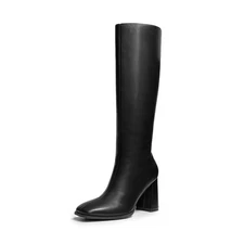 DREAM PAIRS Knee High Boots for Women Square Toe Gogo Chunky Heel with Side