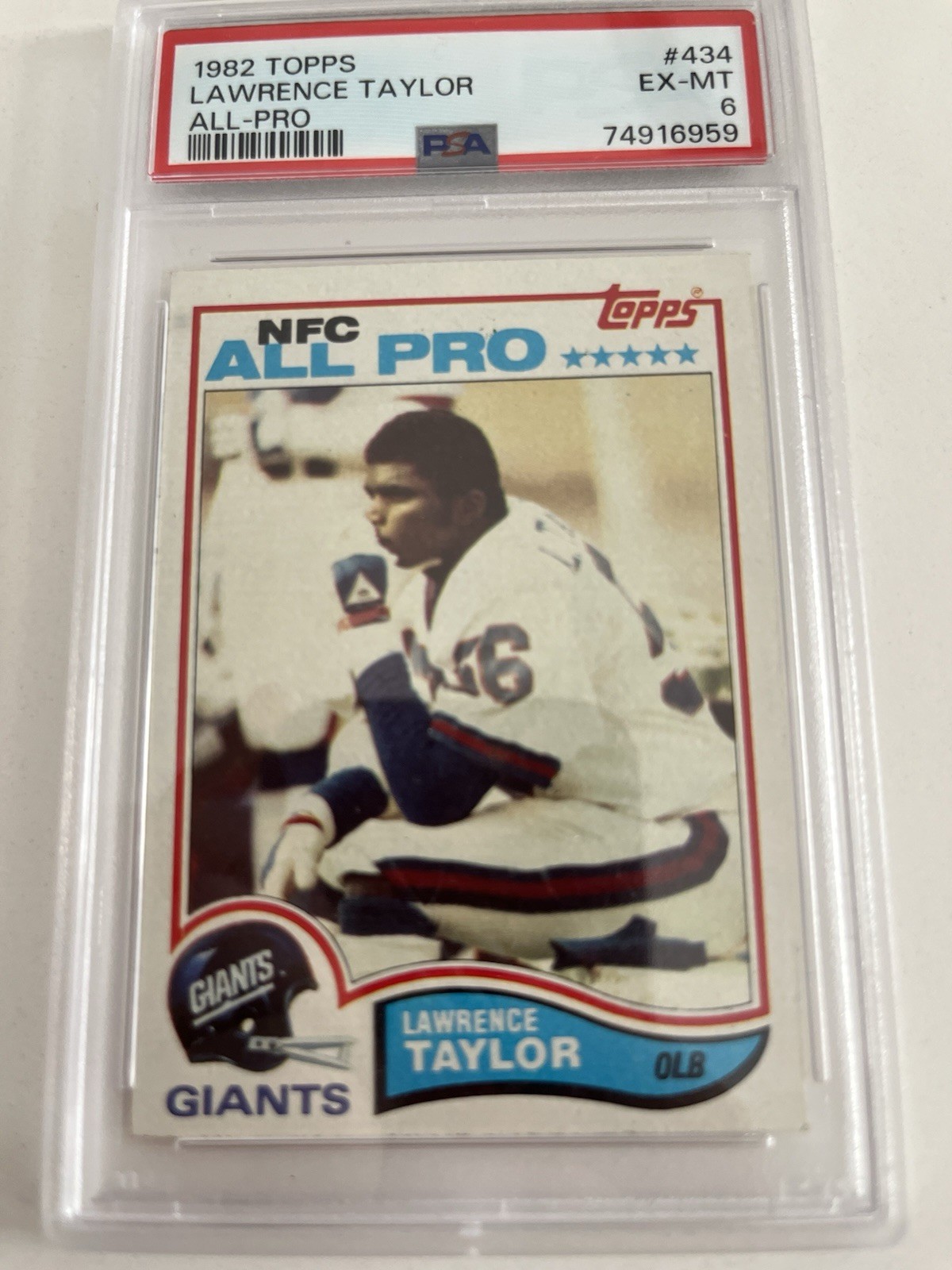 Topps 1982 Lawrence Taylor Rookie All-Pro #434 PSA 6 New York Giants