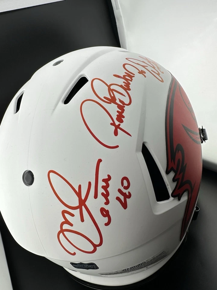 Mike Alstott Warren Sapp Ronde Barber Triple Signed Bucs F/S Authentic Helmet 🔥 - Image 2 of 4