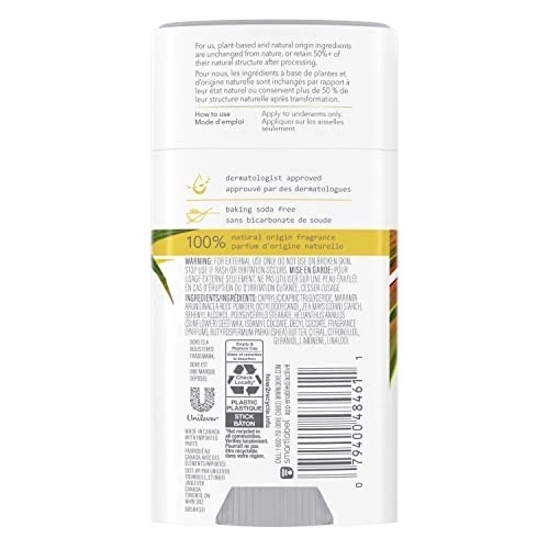 Dove Care By Plants Lemongrass Deodorant Aluminum Free 3 Pack 24 Hour Protection - Image 2 of 4