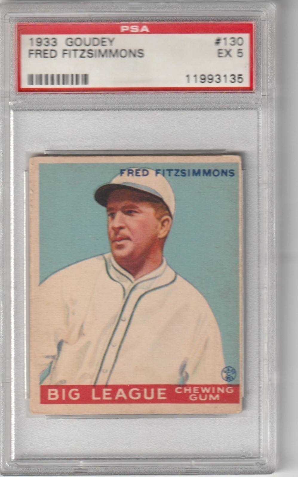1933 Goudey Fred Fitzsimmons #130, PSA EX 5