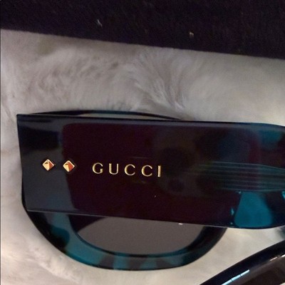Gucci Black and Teal Oversized Square Sunglasses Gucci Black and Teal Oversized Square Sunglasses | eBay main image 3