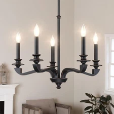 senroyal Black Chandeliers for Dining Room, 5 Light Modern Chandelier Light F...