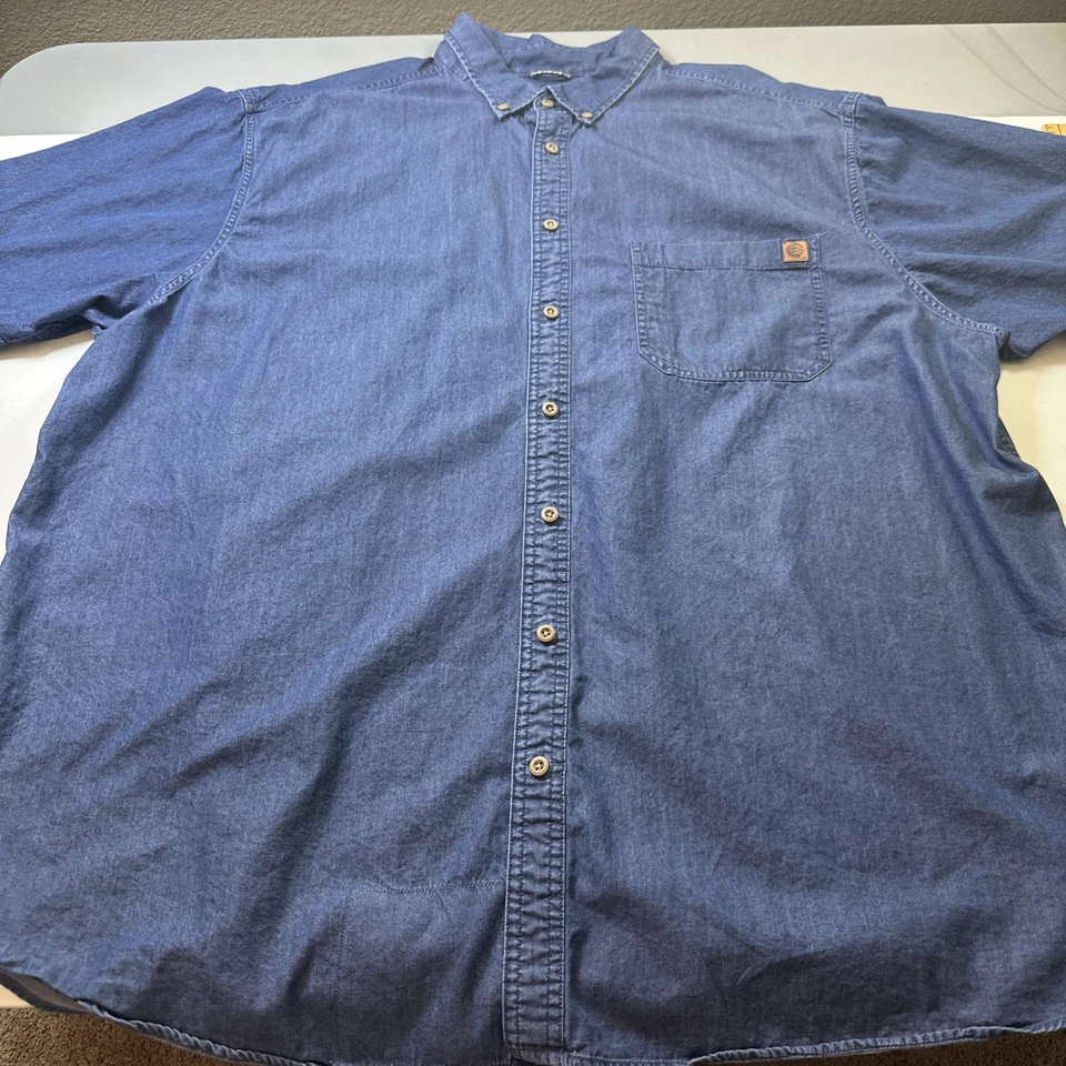 Solaris Mens Denim Shirt Short Sleeve Button Up Outdoor Blue 3XT #016 - Image 2 of 4