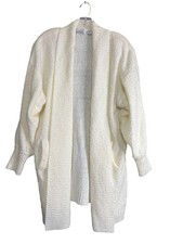 Vintage Winter White Long Open Cardigan