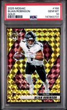 BIJAN ROBINSON 2025 Panini Mosaic Gold Prizm 07/10 #166 Falcons PSA GEM MT 10