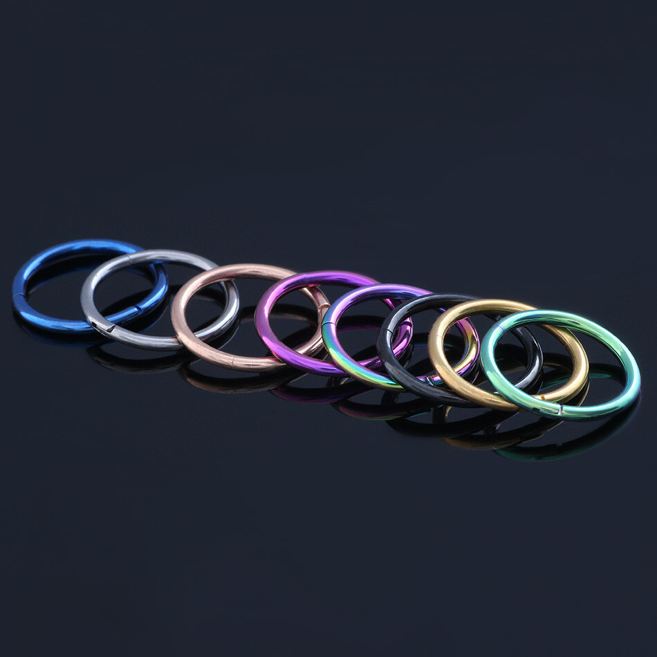 Surgical Steel Double Stack Hoop Clicker - Nose Ear Tragus Hinged Multicolor Ring