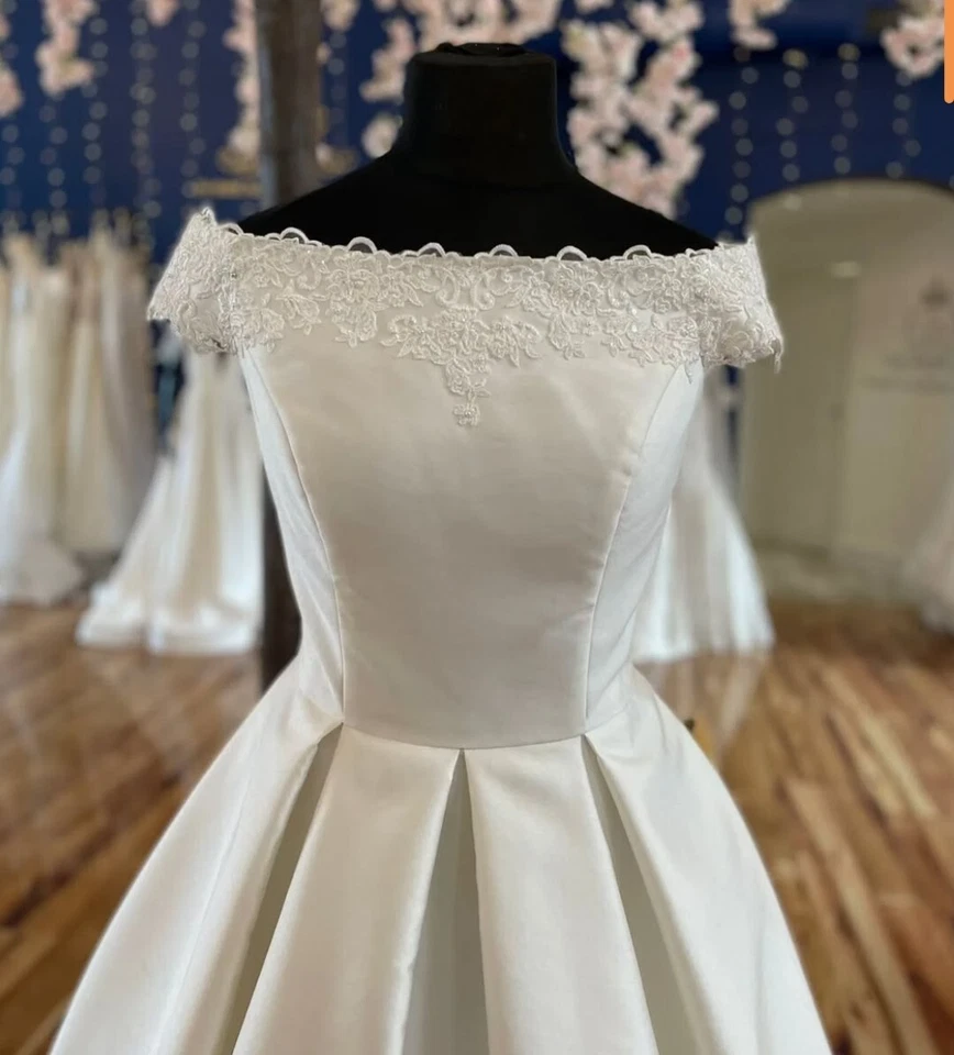 Vestidos de Novia Cortos Hombro Descubierto Dulces Mini Playa Boho Elegantes Vestidos de Novia Foto 2 de 4