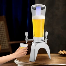 101.45oz/3L Modern Beer Dispenser with Ice Container and LED Light/3 Faucets