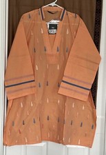 Womens EMB Cotton Kurti Size-L Chest-23in Length-36 in Hip-60  Color-peach
