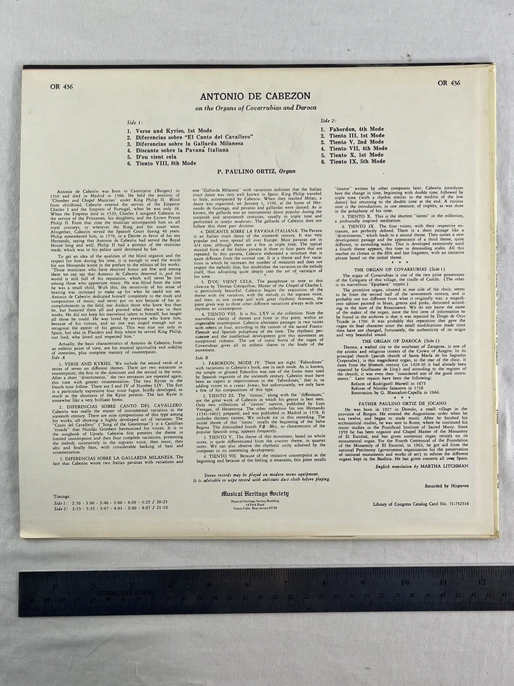 Antonio De Cabezón History Of Spanish Music Vol8 Organs Of Covarrubia & Daroca — 第 2/3 张图片