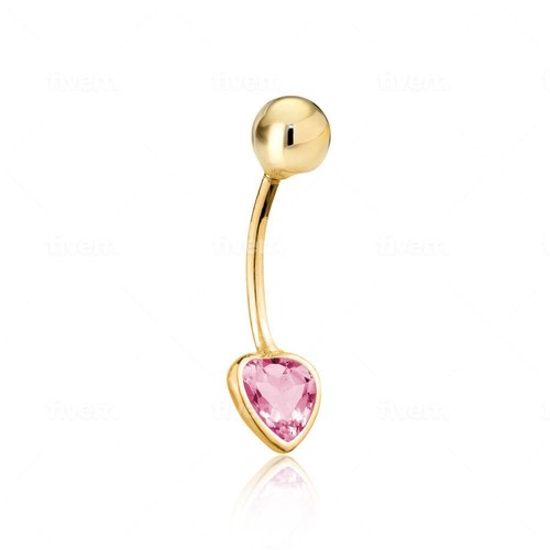 Belly Rings 14k Yellow Gold Navel Rings Simulated Diamond Barbell Stud Body Pier - Picture 5 of 9
