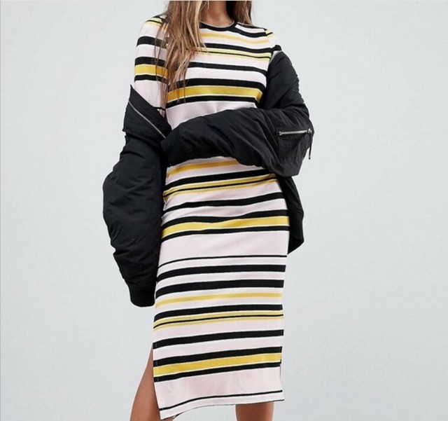 mango striped midi dress
