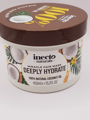Inecto Nat: Miracle Hair Mask Deeply Hydrate 100% Nat: Coc: Oil 450ml (B85 C.JI)