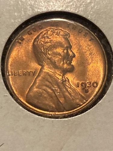 1930 S SHARP GEM RED BU UNC RED LUSTER LINCOLN CENT