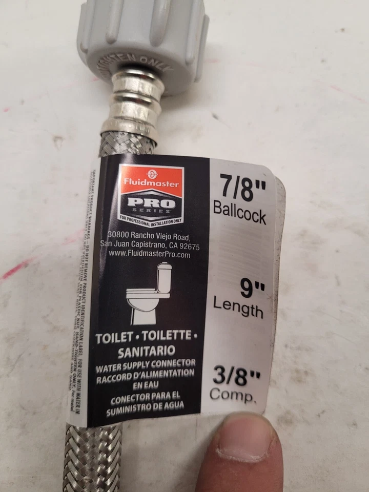 Fluidmaster PRO1T09 соединитель для унитаза из нержавеющей стали 9 дюймов x 3/8 дюйма x 7/8 дюйма (лот 3) - Изображение 2 из 4