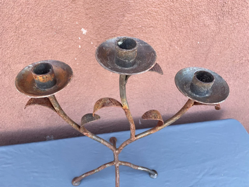 Candelabro Mexicano Vintage Candelabro Candelabro 16"T Rosa 3 Brazos Foto 4 de 4