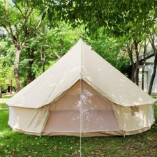 6M/19 ft Cotton Canvas Bell Tent Glamping Camping Tent Single Door Waterproof