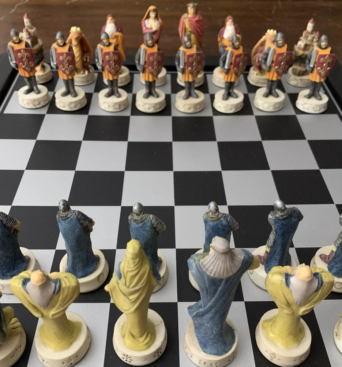 MEDIEVAL CHESS SET 9 King Arthur Handmade Plain Ebony & 