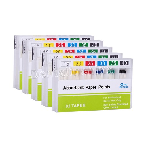 5 X puntas papel absorbente de raíz endodóntica Dental puntas 0,02 Taper 15#-40# - Picture 13 of 17