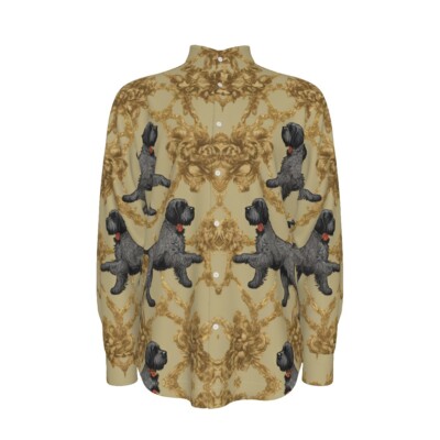 Baroque Wire Haired Griffon Terrier Dog Cotton Mens Dress Shirt Oxford Rococo
