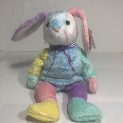 Ty DIPPY 10 Yrs Colorful Bunny Rabbit Beanie Babies Baby NEW NWT April 24 2002