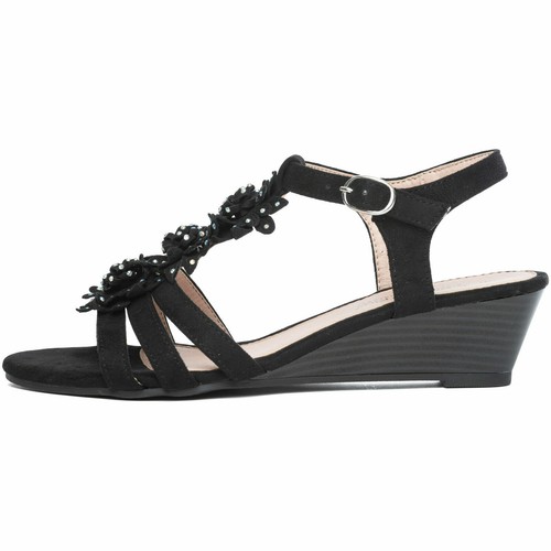 NEW LADIES WOMEN PARTY FASHION SUMMER HOLIDAY BEACH SANDALS LOW WEDGE FLAT SHOES - Picture 16 of 17