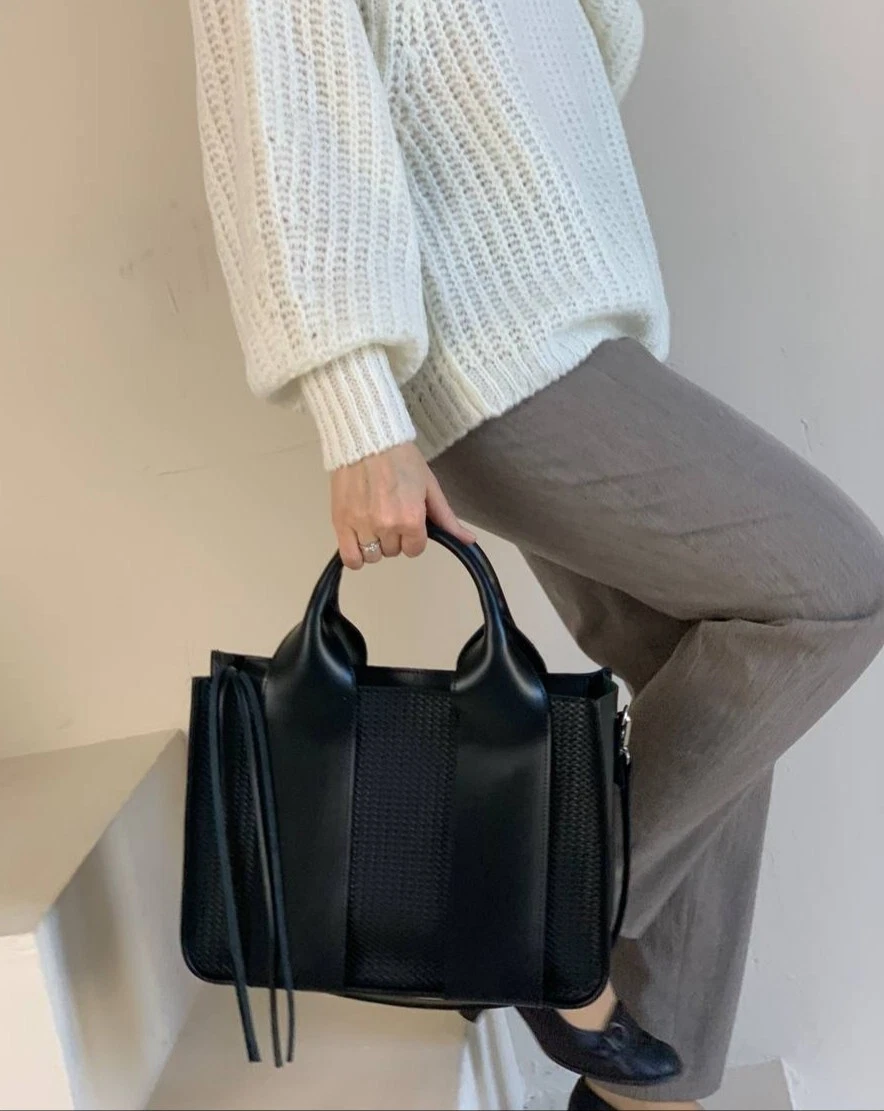 COACH Borsa a mano donna VERA PELLE Laidies nera tracolla viola tote borsetta