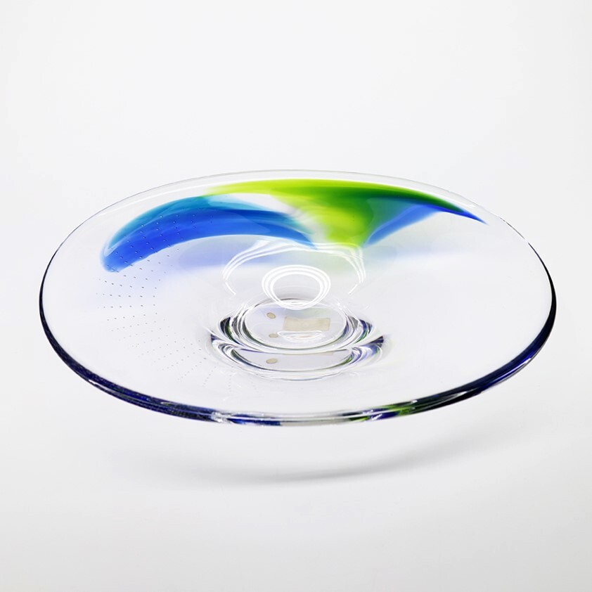 Kosta Boda Oval Art Glass 'Blue Bowl' #79405 by Artist Goran Warff
