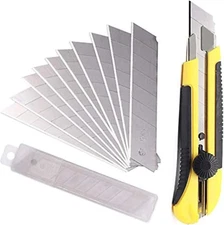 25MM Heavy Duty Utility Knife, Box Cutter with 10Pcs SK-5 Retract Blades, Snap-O