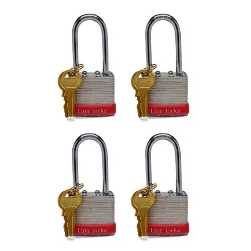 Lion Locks 5PLS Keyed-Alike Padlock, 1-9/16-inch Wide 2-inch Shackle, 4-Pack - Picture 1 of 11