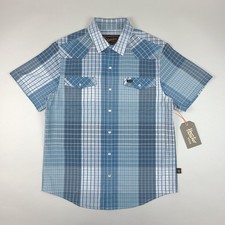 Howler Bros Shirt Mens Small Blue Plaid H Bar B Snap Button Brother NWT